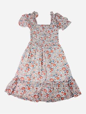 Vineyard Vines White Dress with Coral Floral Print and Ruffle Straps